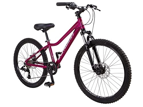 Bicicletas de montaña : Schwinn Fleet - Bicicleta de montaña para niñas, neumáticos de 24 pulgadas, marco en aleación ligera de 30 cm, suspensión frontal, 9 velocidades, frenos de disco, magenta