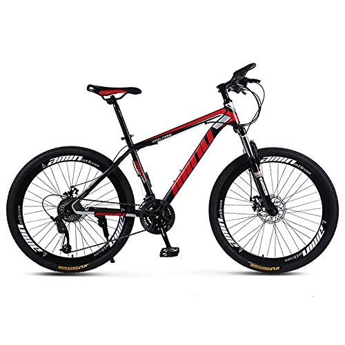 Bicicletas de montaña : SCYDAO Adulto Bicicleta De Montaña, Bicicleta De Montaña De 26 Pulgadas 21 / 24 / 27 / 30 Velocidad Cuatro Opciones, La Suspensión Completa De Bicicletas De Montaña, Doble Disco De Freno, Black Red, 21 Speed
