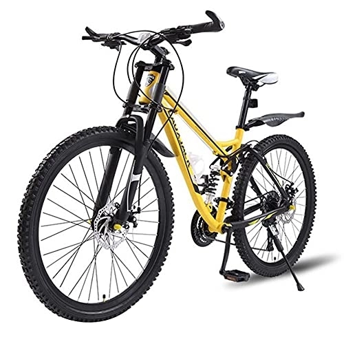 Bicicletas de montaña : SHANJ Bicicleta de Montaña de Suspensión Completa de 26 Pulgadas, Bicicleta de Ruta para Adultos para Mujeres / Hombres, Horquilla de Suspensión, Freno de Disco, 27-33 Opcional, Amarilla