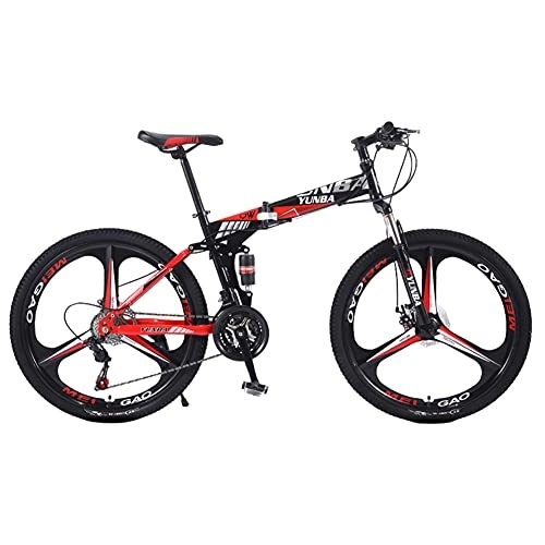 Bicicletas de montaña : SHANJ Bicicleta Plegable para Adultos, Bicicleta de Montaña Plegable de 24 / 26 Pulgadas para Hombres y Mujeres, 21-30 Velocidades, Freno de Disco, Horquilla de Suspensión Bloqueable, Negro