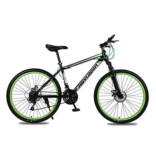 Bicicletas de montaña : SHTST Bicicleta de montaña de 26 pulgadas-21 - Bicicleta de Velocidad Variable con Freno de Doble Disco, Bicicleta de Cuadro Engrosado de Acero con Alto Contenido de Carbono (Color : Green)