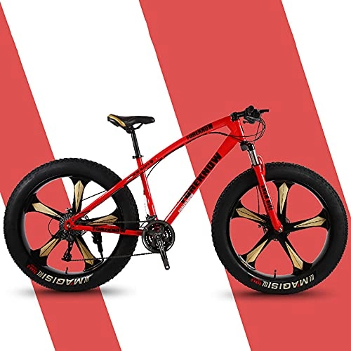 Bicicletas de montaña : SHUI 26'' Bicicleta De Montaña con Neumáticos Gordos para Hombre, Marco De Acero con Alto Contenido Carbono, Velocidad 7 / 21 / 24 / 27 / 30, Neumáticos con Nudos Anchos De 4.0, Red-30sp