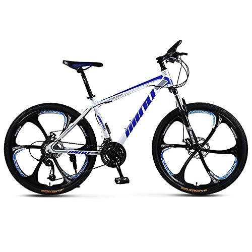 Bicicletas de montaña : SHUI 26'' Bicicleta De Montaña para Adultos, Aleación De Magnesio Y Aluminio, Bicicleta MTB con Marco 17'', Doble Freno Disco, Suspensión Horquilla Urbano Bicicleta De Ci White Blue-24sp