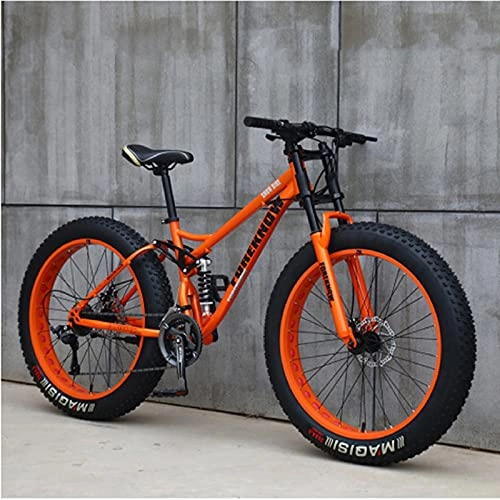 Bicicletas de montaña : SHUI Bicicletas De Montaña De 24", Bicicleta De 27 Velocidades, Bicicleta De Trail De Montaña con Neumáticos Gruesos para Adultos, Marco De Acero con Alto Contenido De C Orange- 24 Speed