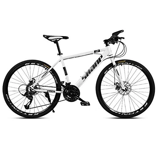 Bicicletas de montaña : SOAR Bicicleta de montaña 24 Velocidad de MTB Camino de la montaña de la Bicicleta de los Hombres de 24 / 26 Pulgadas Ruedas for Mujeres Adultas (Color : White, Size : 26in)