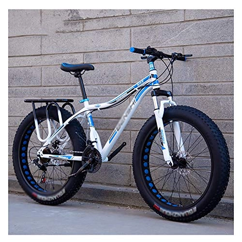 Bicicletas de montaña : SOAR Bicicleta de montaña Bicicletas Fat Tire Bicicleta de Carretera Bicicleta for Adultos Playa de Motos de Nieve Bicicletas for Hombres Mujeres (Color : White, Size : 24in)