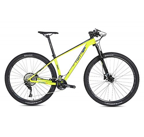 Bicicletas de montaña : STRIKERpro 27, 5 / 29" Bicicletas de Fibra de Carbono de los Hombres para una trayectoria, Rastro y montañas Bastidor de suspensión, (Amarillo), 22speed, 27.5×15