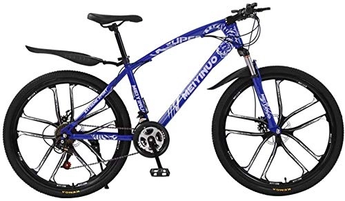 Bicicletas de montaña : Suge 26"MTB Ciclo de la Bicicleta de Ciclo de transmisin de amortiguacin Doble Disco Adecuado for Estudiante Hombres andan en Bicicleta excursin, Azul, 24