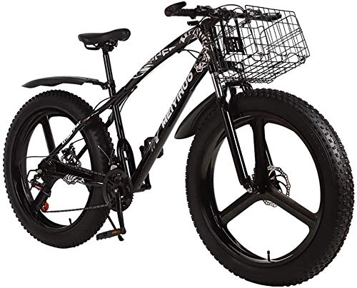 Bicicletas de montaña : Suge Bicicleta 26 Pulgadas Doble Disco de Motos de Nieve Amplio de los neumticos Fuera de Carretera Transmisin de Bicicletas Bicicletas de montaña for Adultos, Negro, 27