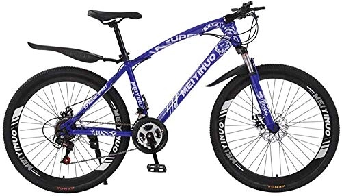 Bicicletas de montaña : Suge Bicicleta de montaña Bicicleta de montaña de Doble Disco de amortiguacin 26 Pulgadas Bicicletas for Adultos Estudiantes viajan excursin, Azul, 24