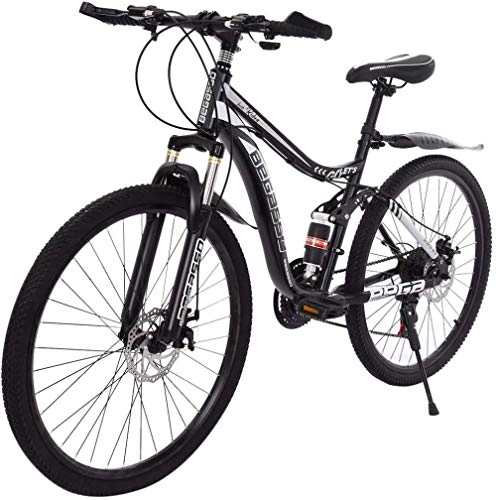 Bicicletas de montaña : SYCY Bicicleta de montaña Bicicleta MTB Suspensión Completa Doble suspensión 26 En Acero al Carbono 21 velocidades Ruedas de 26 Pulgadas-En Blanco y Negro