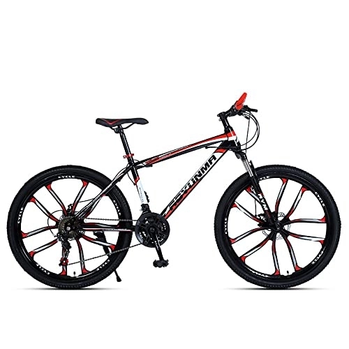 Bicicletas de montaña : TAURU Bicicleta de montaña de 21 velocidades, bicicleta de montaña para hombre, doble freno de disco alto, rueda de cuchillo (26 pulgadas, rojo)