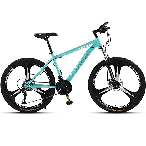 Bicicletas de montaña : TAURU Bicicleta de montaña de 24 pulgadas, freno de disco doble, marco de acero al carbono (24 velocidades, azul)