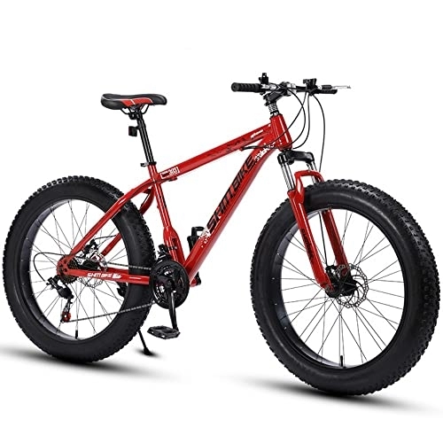 Bicicletas de montaña : TAURU Bicicleta de montaña de 26 pulgadas, bicicleta de carretera de 21 velocidades, bicicleta de nieve para hombres y mujeres, freno de disco dual / marco duro de vehículo de acero al carbono (rojo)