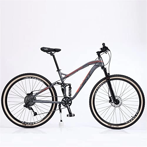 Bicicletas de montaña : TAURU Bicicleta de montaña de aleación de aluminio de 27.5 pulgadas, bicicletas de montaña para adultos, freno de disco doble, absorción de golpes de cola suave (12 velocidades, naranja)