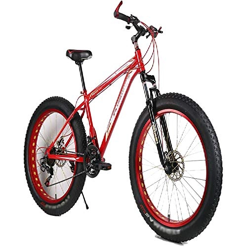 Bicicletas de montaña : TSTZJ Bicicleta de montaña Bicicleta 21 Velocidad Ligero Marco de aleacin de Aluminio Frenos de Disco Todoterreno Playa Moto de Nieve, red-26
