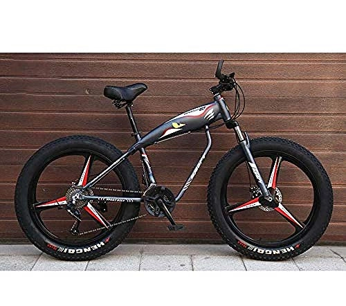 Bicicletas de montaña : URPRU Bicicleta de Bicicleta de montaña con Ruedas de 26 Pulgadas para Adultos Bicicleta MTB rígida Fat Tire Marco de Acero de Alto Carbono Freno de Disco Doble-Negro_27_Speed