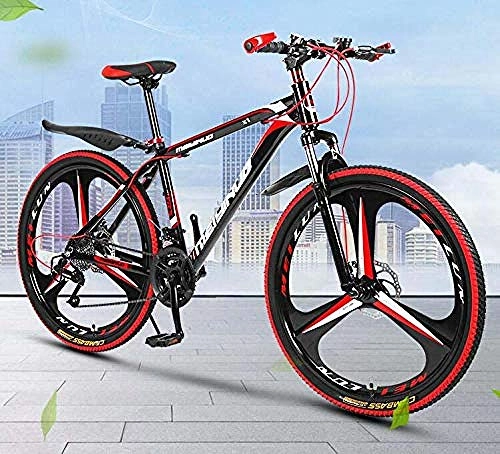 Bicicletas de montaña : URPRU Bicicleta de montaña Bicicleta PVC y Todos los Pedales de Aluminio Acero de Alto Carbono y Cuadro de aleación de Aluminio Doble Freno de Disco Ruedas de 26 Pulgadas-A_27_Speed