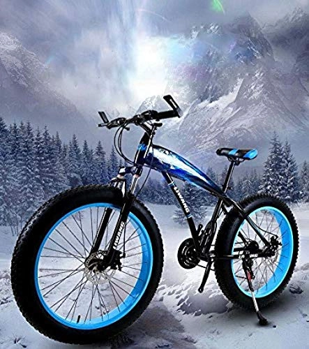 Bicicletas de montaña : URPRU Fat Tire Mountain Bike Bicicleta para Hombres Mujeres Bicicleta MTB Hardtail Cuadro de Acero de Alto Carbono y Horquilla Delantera amortiguadora Freno de Disco Doble-E_26_Inch_7_Speed