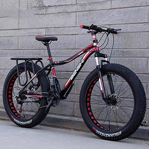 Bicicletas de montaña : URPRU Mens Fat Tire Bicicletas de montaña Bicicletas Playa Nieve Ligero de Alta Carbono Marco de Acero de Bicicletas 24 Pulgadas Ruedas-A_21_Speed