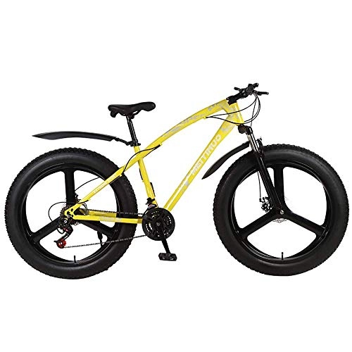 Bicicletas de montaña : Viajes conveniencia conmuta - bicicletas de 26 pulgadas de doble disco de motos de nieve amplio de los neumticos Off-Road ATV Transmisin de bicicletas bicicletas de montaña for adultos, amarillo, 21