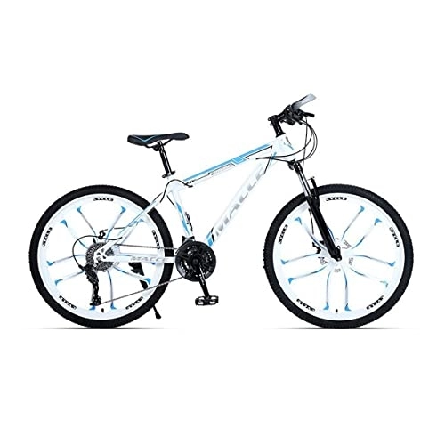 Bicicletas de montaña : VIIPOO 24 / 26 Pulgadas Bicicleta montaña Aleación Aluminio MTB Suspensión para Hombre con Marco Acero Carbono Alta Resistencia Diseño para Bicicletas para Adultos, White-24‘’ / 27 Speed