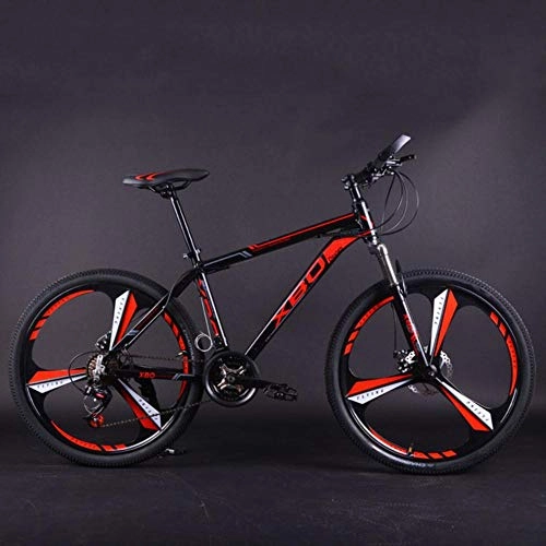 Bicicletas de montaña : WND Bicicleta Aleación de Aluminio Bicicleta de montaña Cambio de Velocidad en Pulgadas Una Rueda Freno de Disco Doble Amortiguador Hombres y Mujeres, Negro Rojo, 21 velocidades