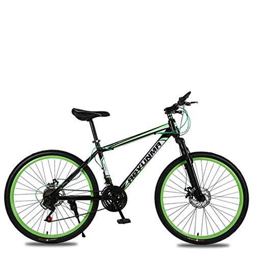 Bicicletas de montaña : WND Bicicleta de montaña, 26 Pulgadas, 21 velocidades, Frenos de Disco Dobles, Estudiantes Adultos, Hombre y Mujer, Negro y Verde, 26 Pulgadas