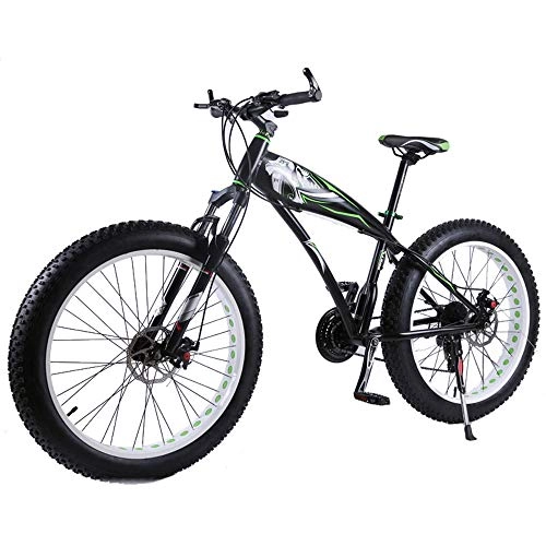 Bicicletas de montaña : WQY 26 * 4.0 Fat Bike 21 Speed Mountain Bike Aleación De Aluminio Amortiguadores Bicicleta Neumático Grande Snow Bike, Negro