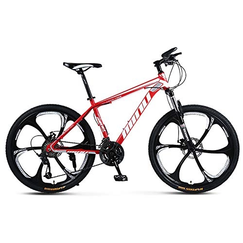 Bicicletas de montaña : WSZGR Bicicleta De Suspensión Tenedores, Suspensión Completa Bicicleta De Montaña Hombre, Carreras Bike Bicicletas para Mujeres, 26 Pulgadas Carreras Adulto Bicicleta Rojo 26", 21-Velocidad