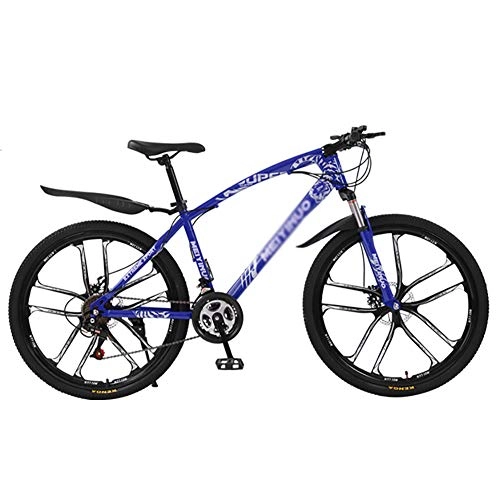 Bicicletas de montaña : WSZGR Freno De Disco Doble Absorción De Impactos Suspensión Delantera, Bicicleta De Suspensión Bicicleta, Hombres's Y Las Mujeres's Cambio Bicicleta De Montaña Azul 26", 24-Velocidad