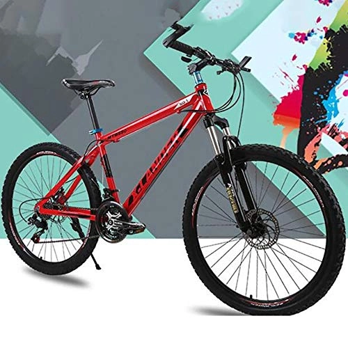 Bicicletas de montaña : WYN Bicicleta   de montaña de 26 Pulgadas y 24 velocidades, Disco Doble, una Bicicleta Redonda   , Rojo
