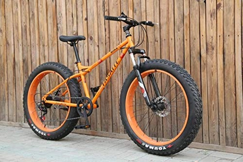 Bicicletas de montaña : WYN Bicicleta de montaña Fat Tire 24 / 26 Pulgadas Bicicleta de Playa de Acero con Alto Contenido de Carbono Bicicleta de Nieve, 26 Pulgadas Naranja, 21 velocidades