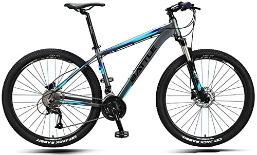 Bicicletas de montaña : XinQing Bicicletas de montaña rígidas para Hombres Adultos de 27, 5 Pulgadas, Bicicleta de montaña con Marco de Aluminio y Freno de Disco Dual, Asiento Ajustable, Azul, 27 velocidades