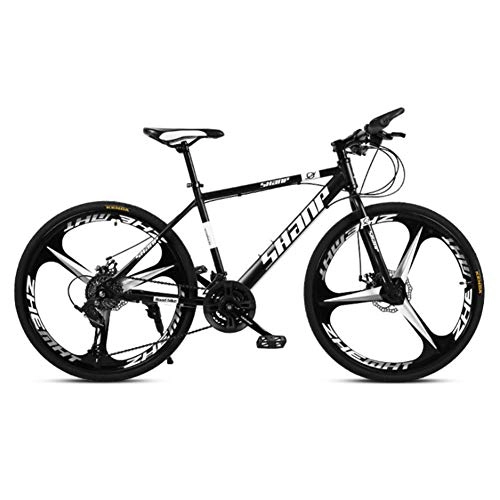 Bicicletas de montaña : XNEQ 24 / 27 / 30 Pulgadas de Bicicletas de montaña para Adultos, Doble Freno de Disco, una de Las Ruedas, Hombres y Mujeres Estudiante Velocidad de Bicicletas, Negro, 30