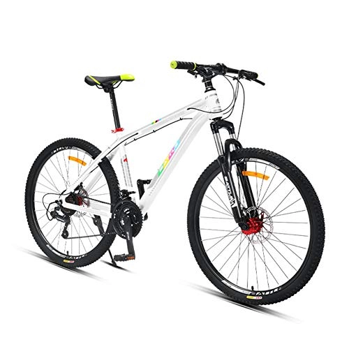 Bicicletas de montaña : Xue MTB 26' 'híbrido de Bicicleta con Doble Freno de Disco, 21 Velocidades Desviador, diseñado Marco frío, Asiento Ajustable, Azul Negro, Blanco