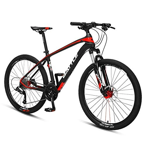 Bicicletas de montaña : Xue MTB 26' 'híbrido de Bicicleta con Doble Freno de Disco, 27 Velocidades Desviador, diseñado Marco frío, Asiento Ajustable, Negro Rojo