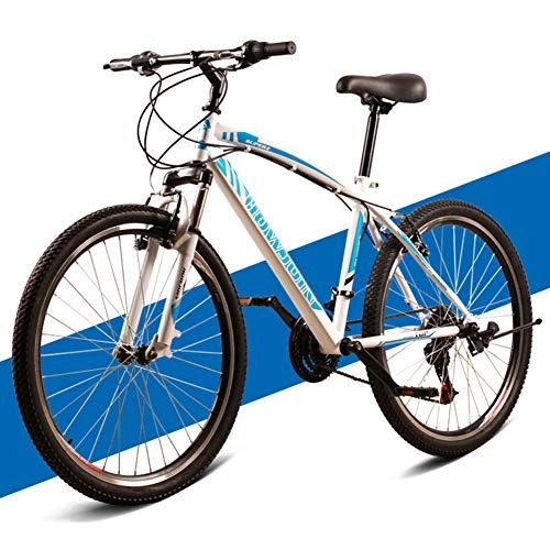 Bicicletas de montaña : Xue MTB Azul de 26 Pulgadas Marco de Acero de rotacin Shifters Llantas de 24" de aleacin con Ciclismo Essentials Pack