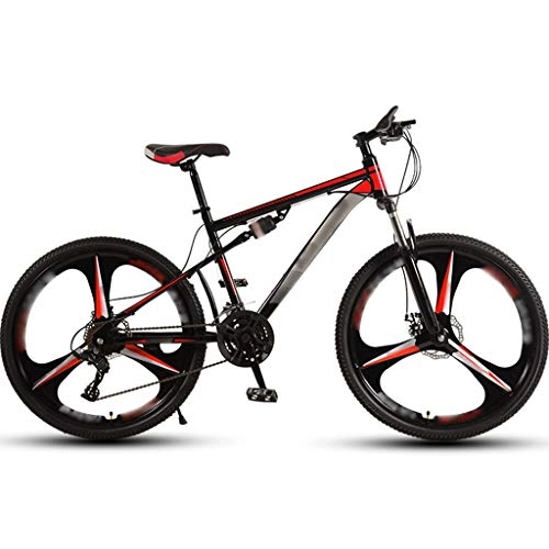 Bicicletas de montaña : YHRJ Bicicleta De Viaje Camping Bicicleta De Carretera Adultos, Bicicletas De Montaña Unisex, Marco De Acero con Alto Contenido De Carbono MTB, 21 / 24 / 26 / 30 SPD (Color : Black red-30spd, Size : 26inch)