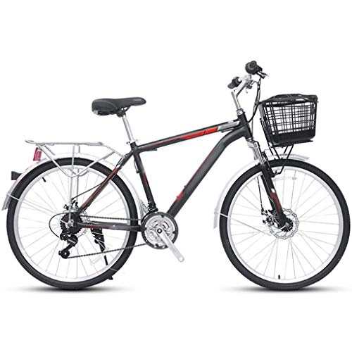 Bicicletas de montaña : YXFYXF Bicicleta de Carretera de Doble suspensión, Bicicletas de montaña portátiles, Frenos de Doble Disco Unisex MTB, con Cesta, 26 Pulgadas (Color : Red, Size : 26 Inches)