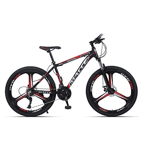 Bicicletas de montaña : zcyg Bicicleta De Montaña con Ruedas De 26 Pulgadas, 21 Velocidades, con Marco De Acero De Alto Carbono, Freno De Disco Doble Y Bicicletas Anti-Deslizamiento De Suspensión (Color:Negro+Rojo)