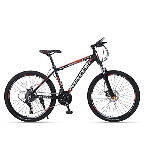 Bicicletas de montaña : zcyg Bicicleta De Montaña De 26 Pulgadas Bicicleta De 21 Velocidades, Marco De Acero De Alto Carbono, Horquilla De Suspensión, Freno De Disco Doble(Color:Negro+Rojo)