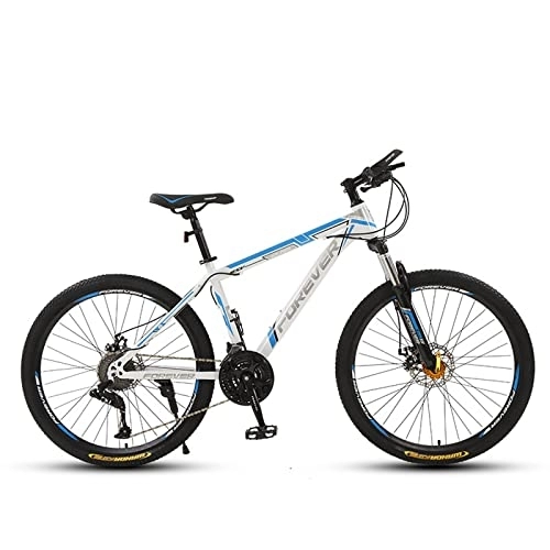 Bicicletas de montaña : zcyg Bike De Montaña De 26 Pulgadas, 21 Velocidades De Bicicleta, Suspensión Completa MTB Ciclismo En Bicicleta De Carreras con Freno De Doble Disco Antideslizante (Size:A, Color:Blanco+Azul)
