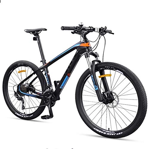 Bicicletas de montaña : ZHTY Bicicletas de montaña para Adultos de 27, 5 Pulgadas, Bicicleta de montaña Ultraligera con Cuadro de Fibra de Carbono, Freno de Disco Doble para Hombres y Mujeres