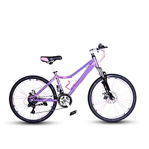 Bicicletas de montaña : ZJBKX Bicicleta de montaña de 24 pulgadas, 21 velocidades, para adultos, todoterreno, doble disco, absorción de golpes, bicicleta ligera