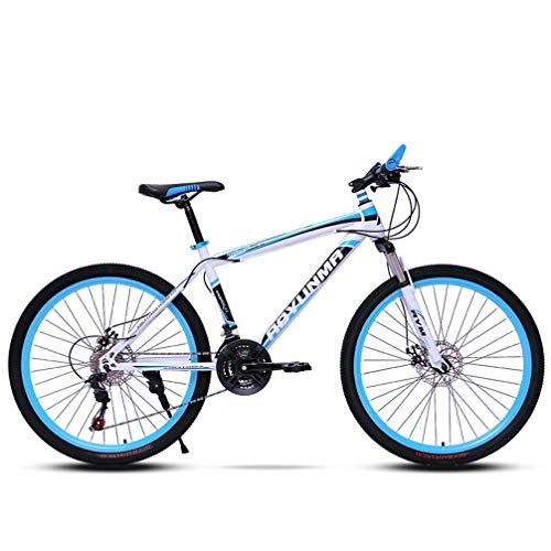 Bicicletas de montaña : ZKHD 24 / 26 Pulgadas Habló De Ruedas, Bicicletas De Montaña A Campo De Velocidad Variable De 24 Velocidades, Bicicleta De Amortiguación Urbana, Cuatro Colores para Elegir, White Blue, 26 Inch