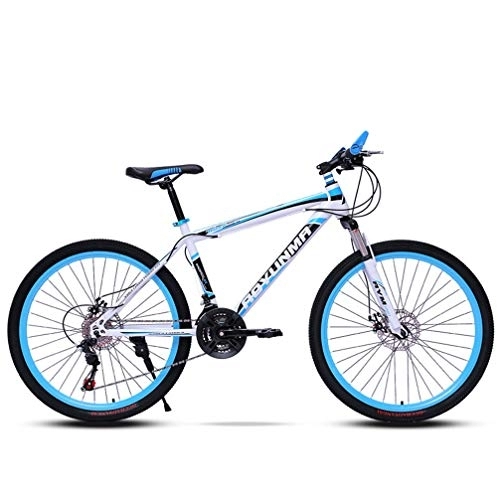 Bicicletas de montaña : ZKHD 24 / 26 Pulgadas Habló De Ruedas, Bicicletas De Montaña A Campo De Velocidad Variable De 27 Velocidades, Bicicleta De Amortiguación Urbana, Cuatro Colores para Elegir, White Blue, 26 Inch