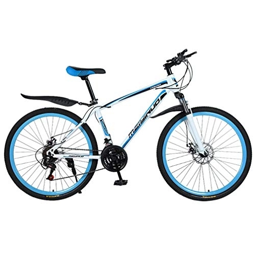 Bicicletas de montaña : ZKHD 26 Pulgadas 27 Velocidad De 30 Radios De Acero De Alto Carbono Rueda Montaña Doble Disco De Choque Freno De Absorción De Velocidad Variable Bicicleta Todoterreno, White Blue, 26 Inches