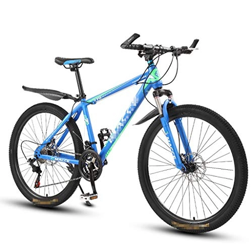 Bicicletas de montaña : ZL 26 Pulgadas Compacto Montaña Adultos Bastidor Bicicleta Liviano For Acero Alto Carbono, Ligero Y Duradero Suspensión Trasera Tenedor Comodidad Una Silla, Montar Caballo Urbano (Color : Azul)