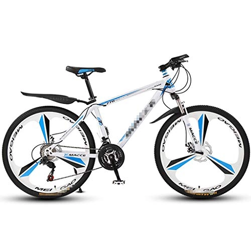 Bicicletas de montaña : ZL Azul Y Adolescente White Mountain Bike for Adultos for Hombres o Mujeres de 24 Pulgadas, 3 radios 24 Engranajes Velocidad Compacto de Bicicletas al Aire Libre for los Muchachos de Edad 9-12